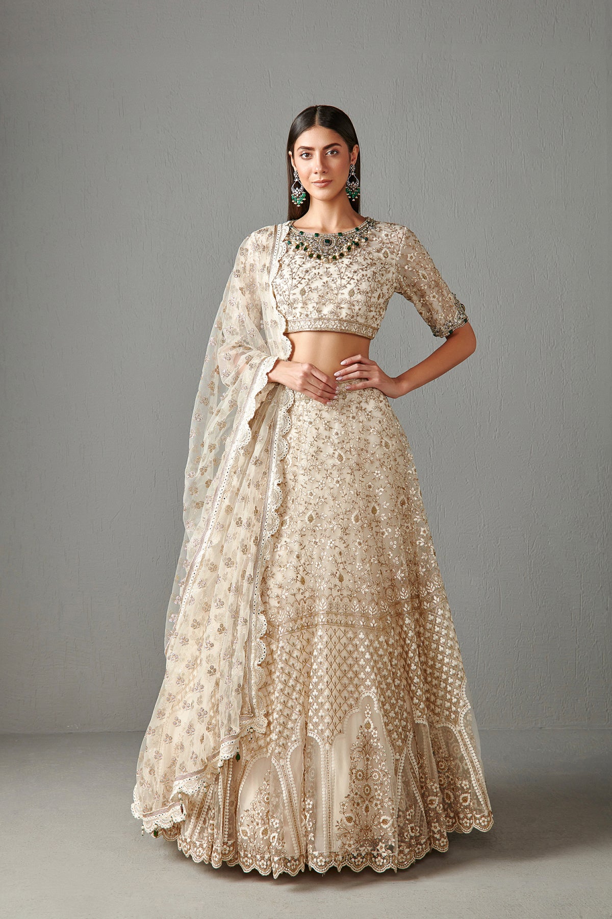 Ivory Embellished Lehenga Set