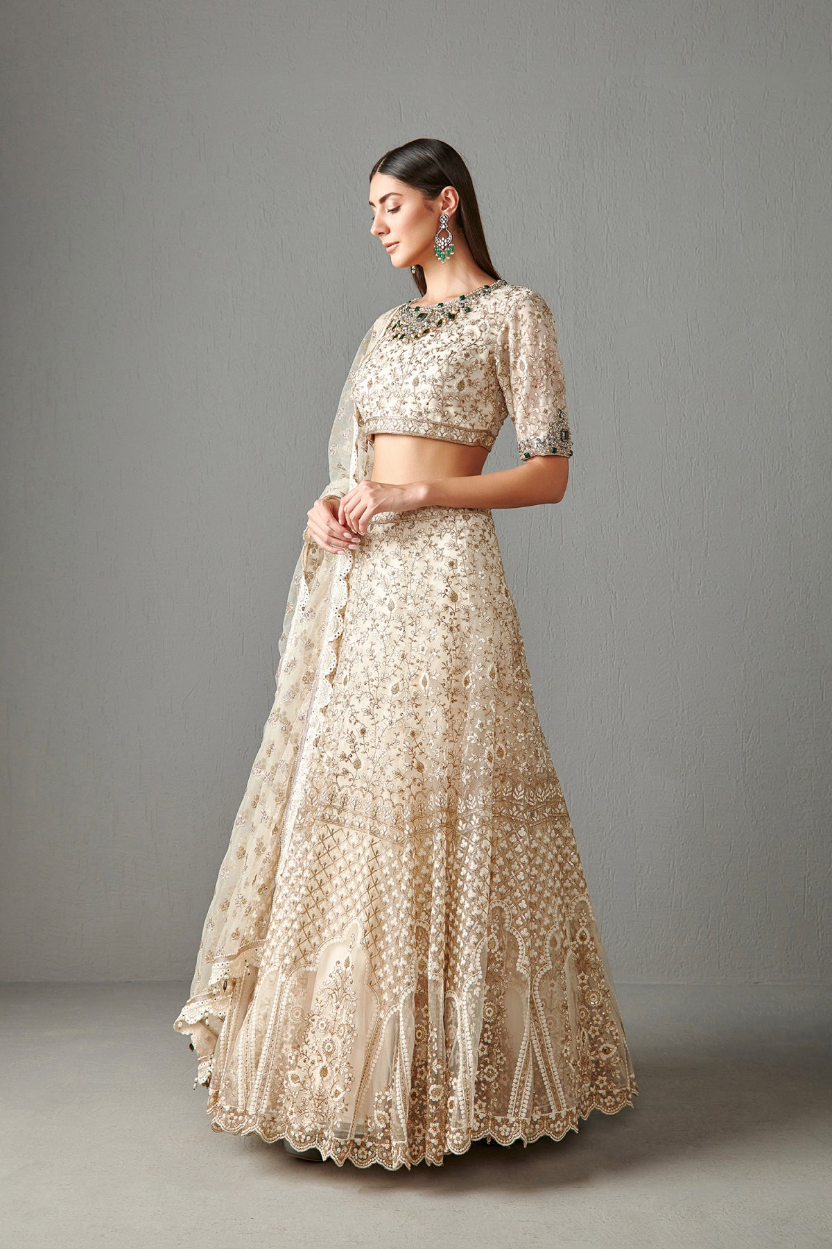 Ivory Embellished Lehenga Set