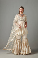 Ivory Embellished Gharara Set