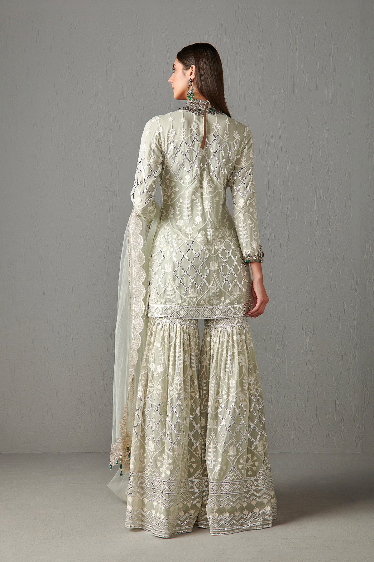Sage Green Embellished Gharara Set