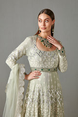 Sage Green Embellished Anarkali Set