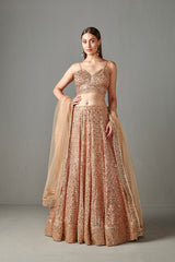 Gold Mirror Work Lehenga Set