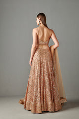 Gold Mirror Work Lehenga Set