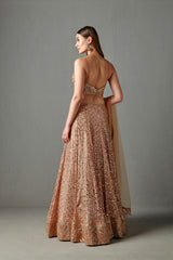 Gold Mirror Work Lehenga Set