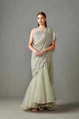 Sage Lehenga Saree Set