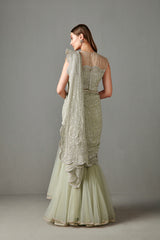 Sage Lehenga Saree Set