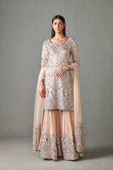 Blush Peach Embellished Gharara Set