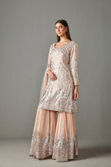 Blush Peach Embellished Gharara Set