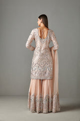 Blush Peach Embellished Gharara Set