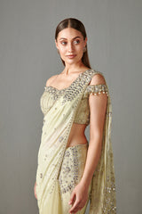 Sage Green Lehenga Saree set