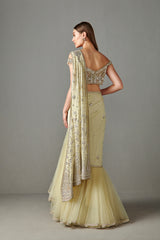 Sage Green Lehenga Saree set