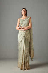 Deep Sage Green Embellished Saree Set