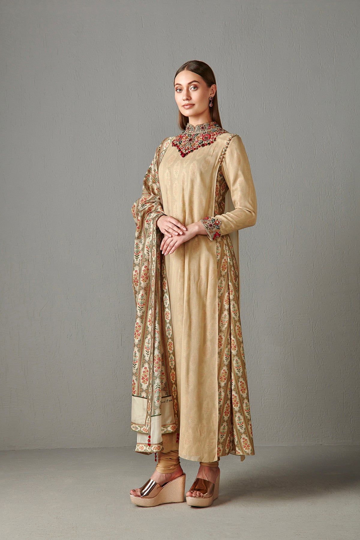 Gold Embellished Suit Set