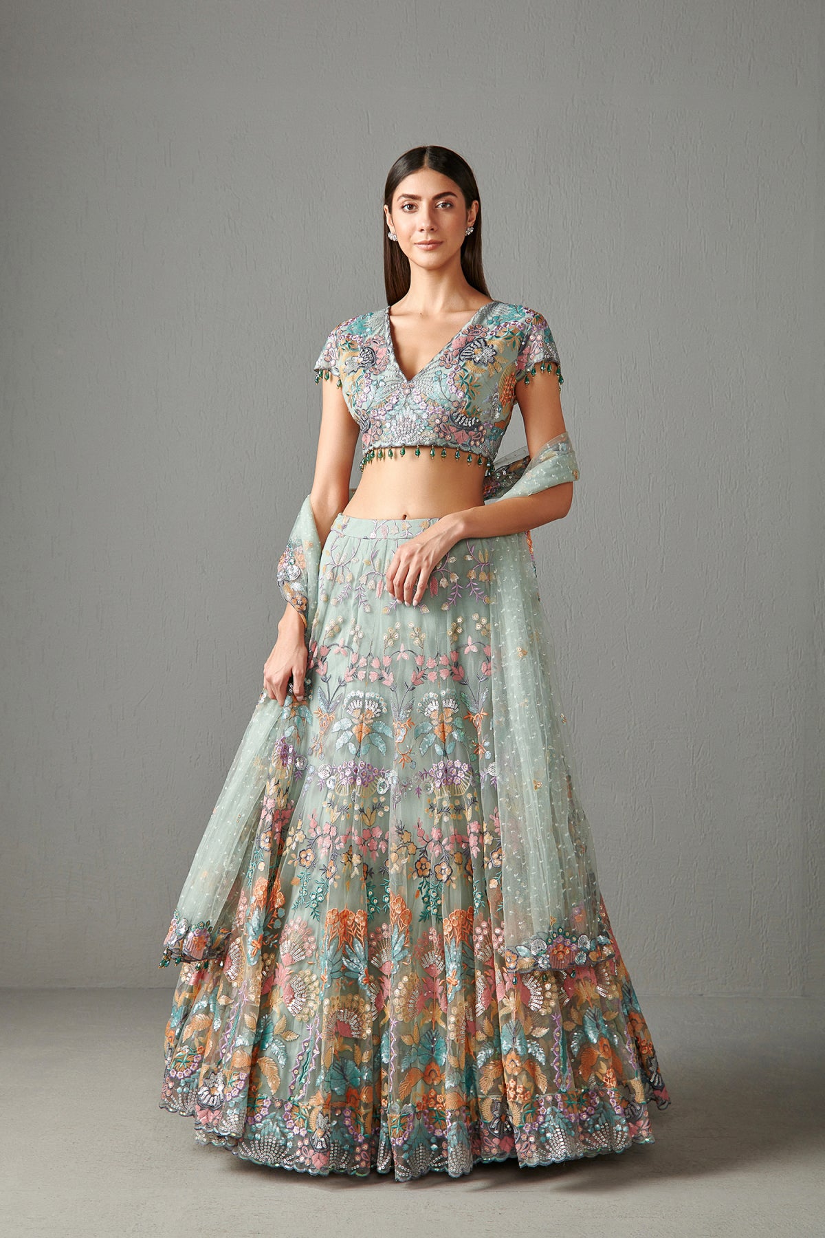 Sage Green Embellished Lehenga Set