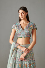 Sage Green Embellished Lehenga Set