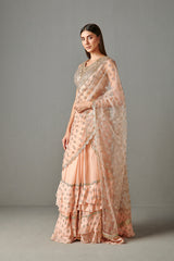 Peach Pre-Draped Lehenga Saree