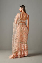 Peach Pre-Draped Lehenga Saree