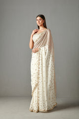 Ivory Embellished Saree Set