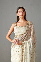 Ivory Embellished Saree Set