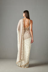 Ivory Embellished Saree Set