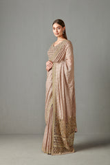 Salmon Embellished Saree Set