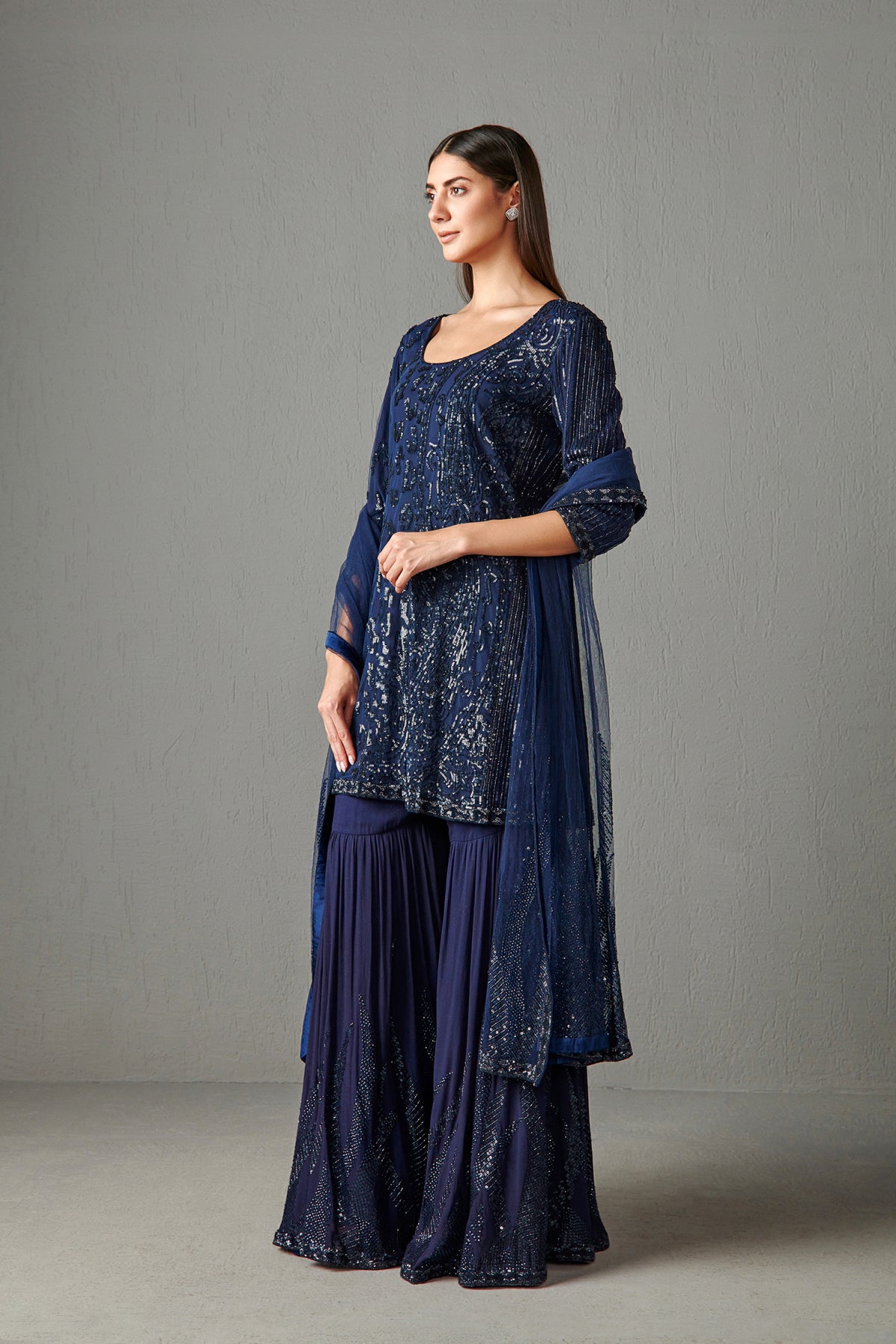 Blue Embellished Gharara Set