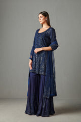 Blue Embellished Gharara Set