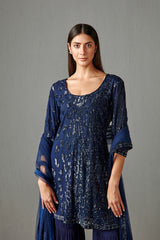 Blue Embellished Gharara Set