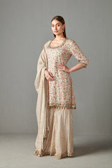 Ivory Embellished Gharara Set