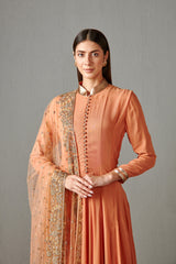 Peach Embellished Anarkali Set