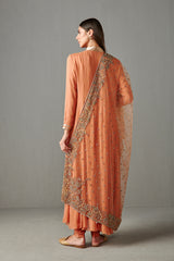 Peach Embellished Anarkali Set