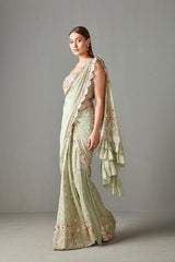 Sage Pre-Draped Saree Set