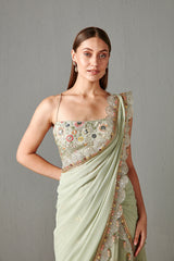 Sage Pre-Draped Saree Set