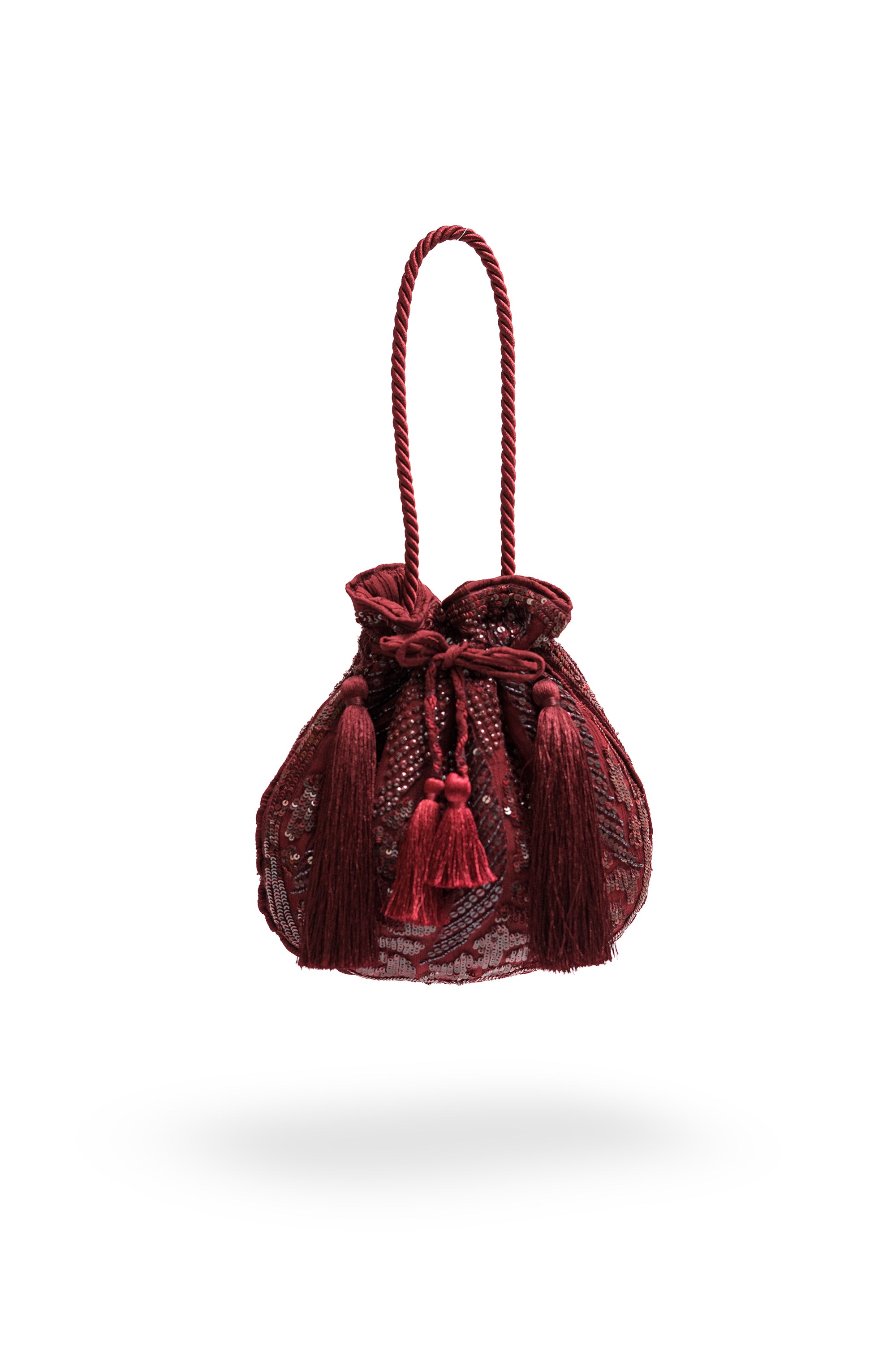 Oxblood Tonal Hand Embroidered Potli