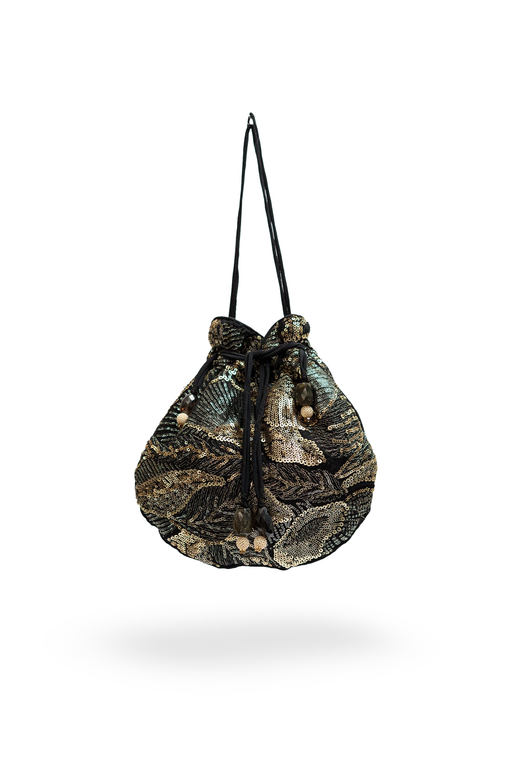 Black & Gold Embroidered Potli