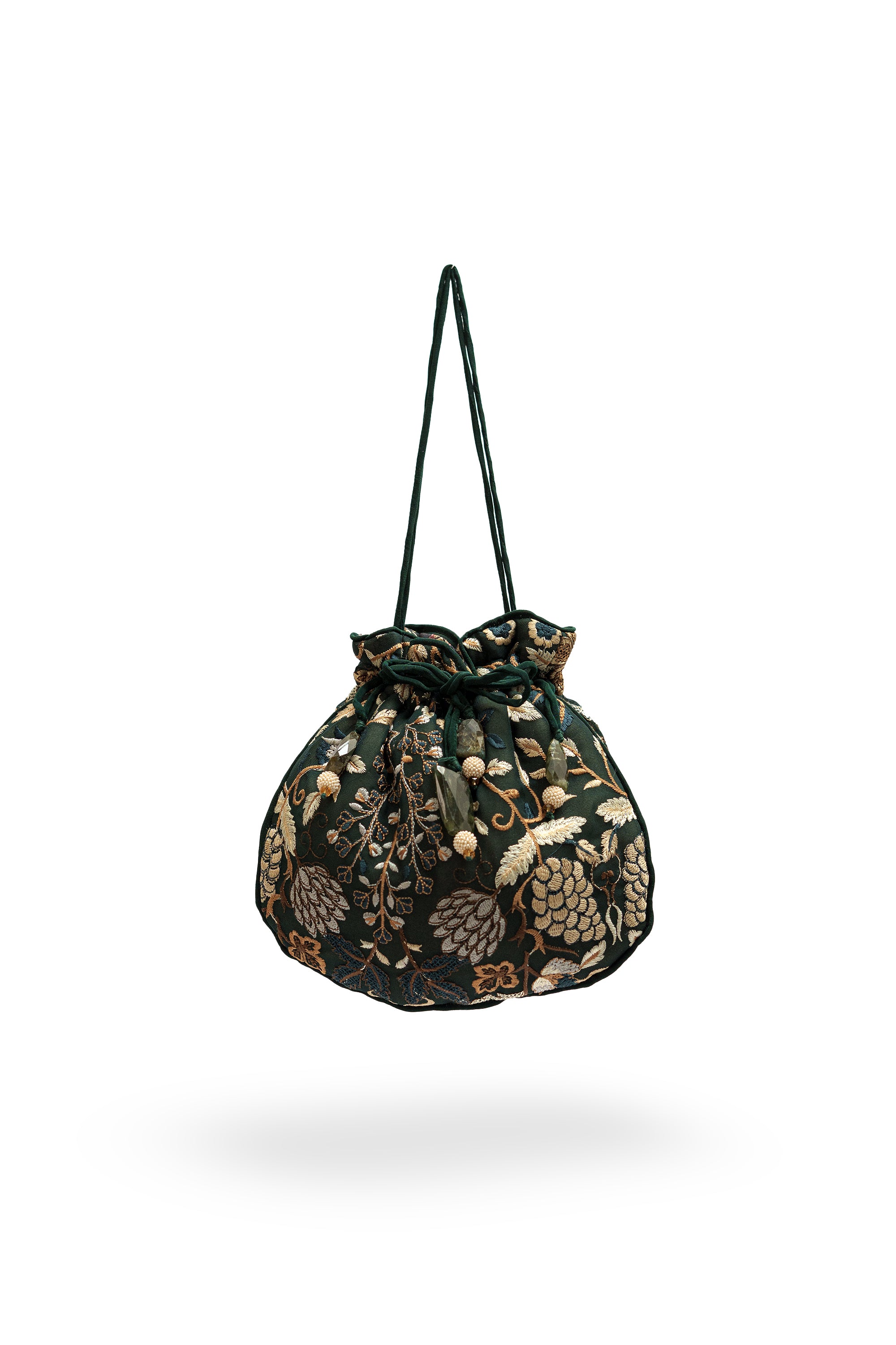 Emerald Green Parsi Gara Embroidered Potli