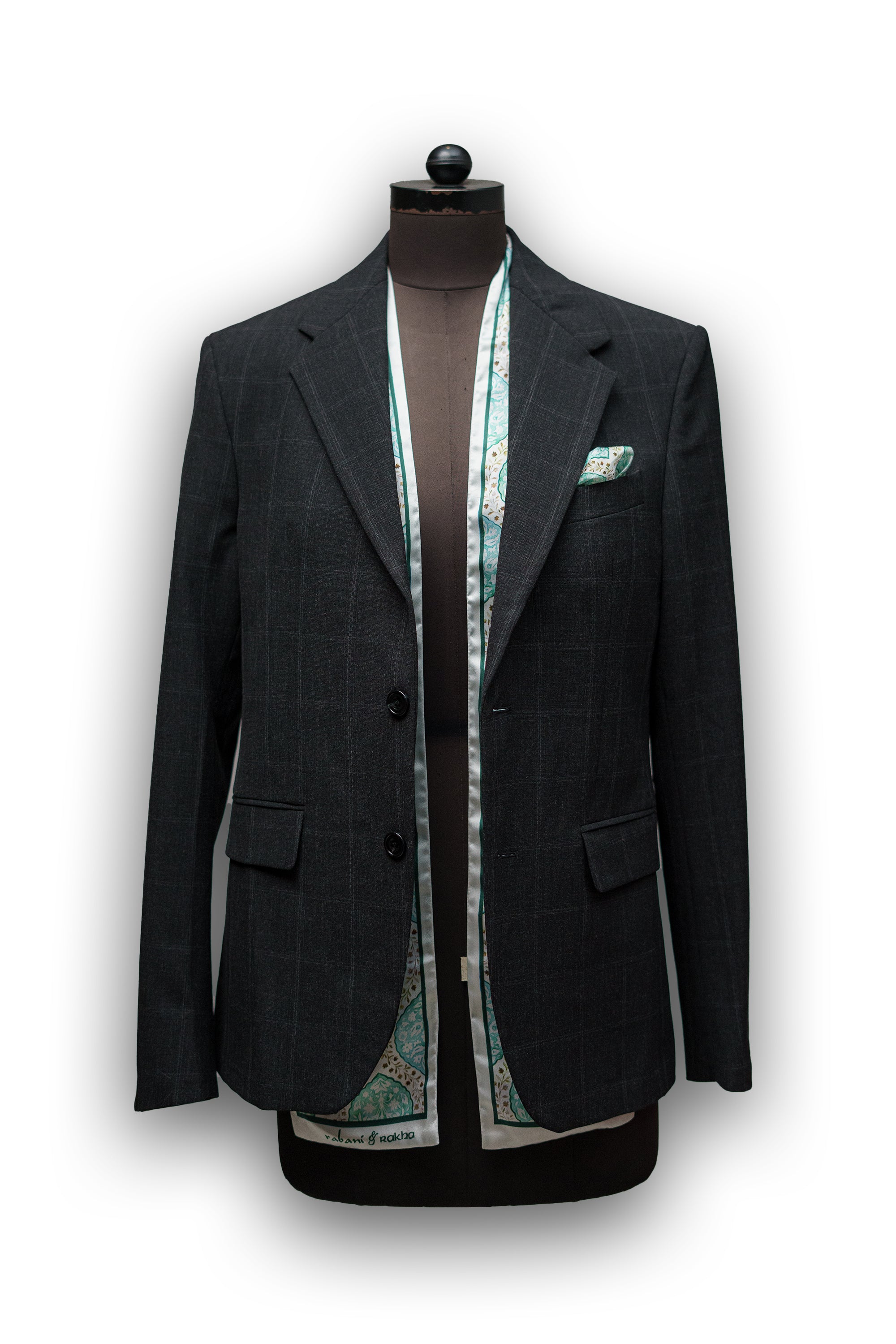 Aqua Satin Printed Pocket Square & Neck Stole Gift Box