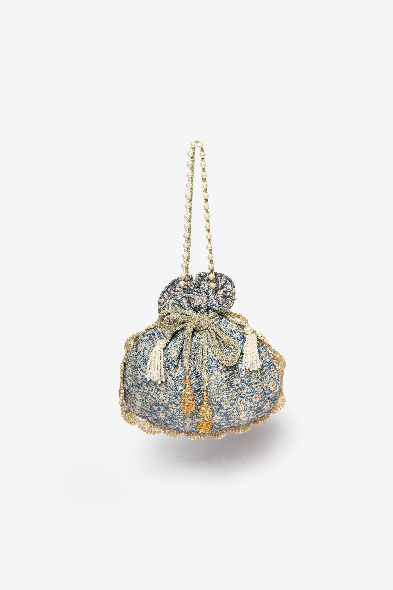 Teal Printed Potli Bag