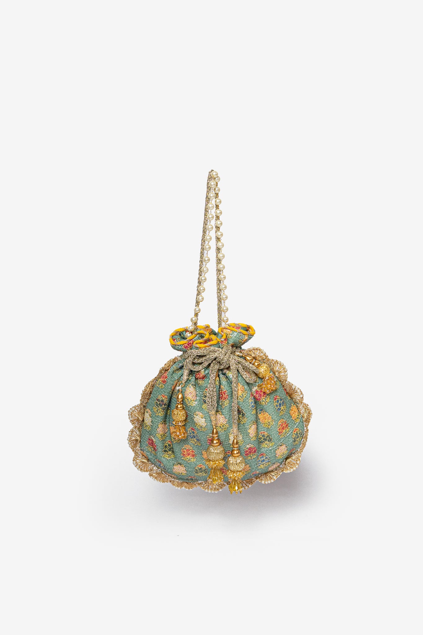 Aqua Green Printed Potli Bag