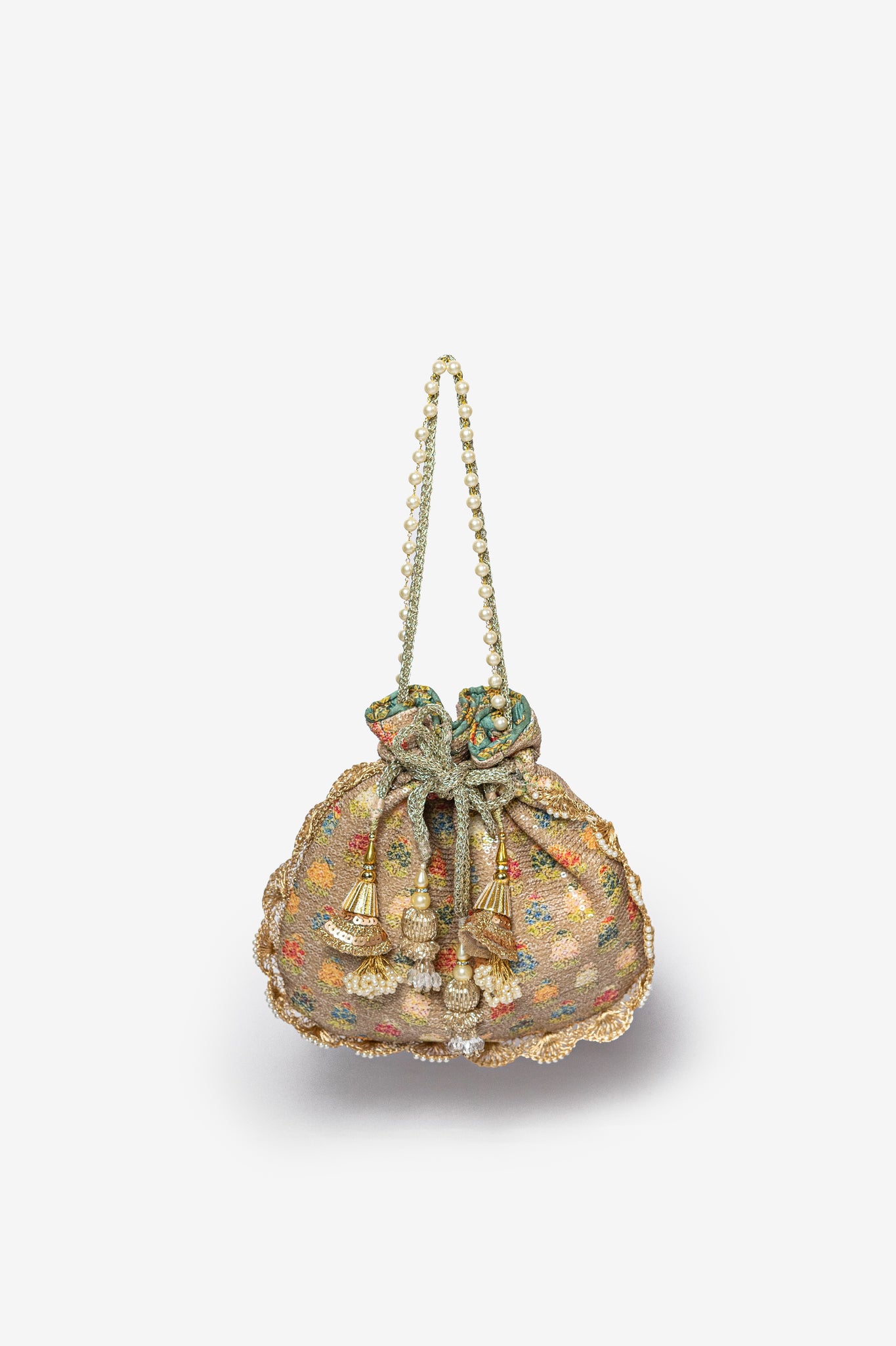 Gold Booti Print Potli Bag