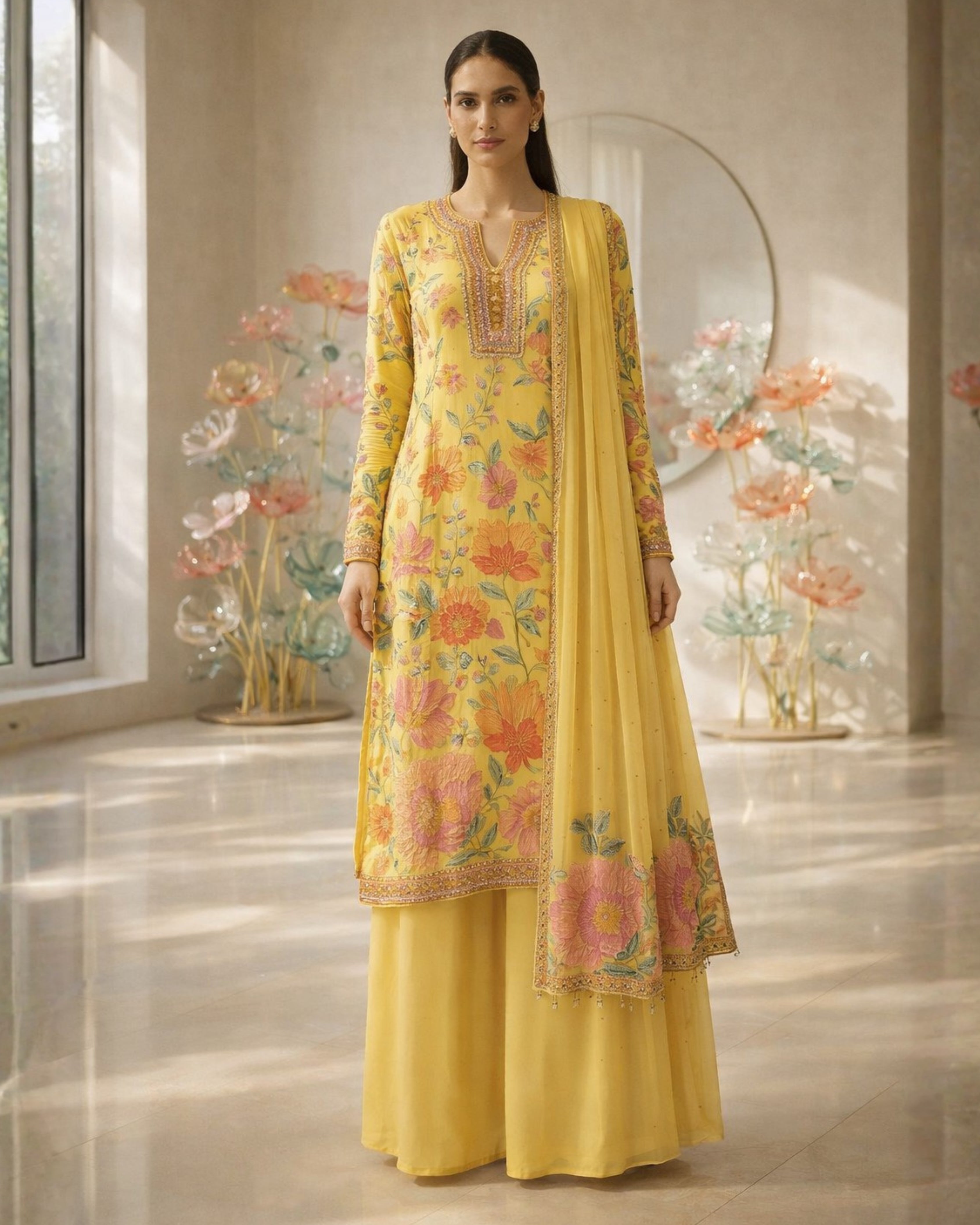 YELLOW KURTA PALAZZO SET
