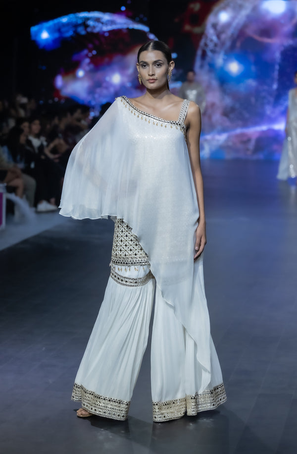 MIRROR CAPE KURTA WITH GARARA