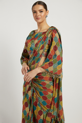Multi Colored Printed Draped Sairaa Saree - Sale