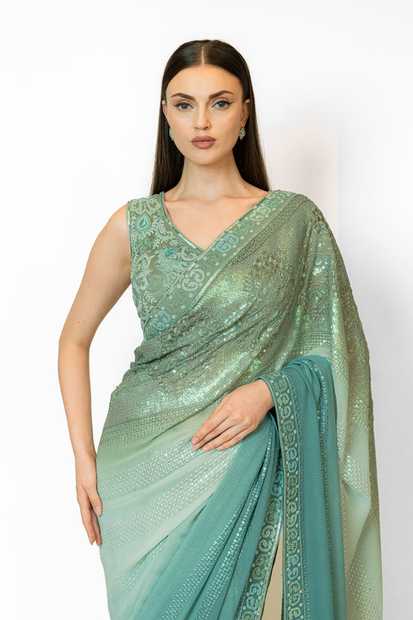 Blue Reception sarees