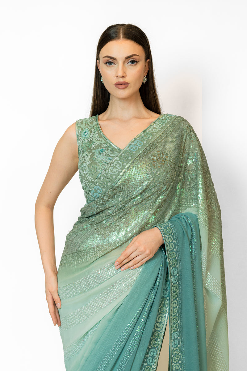 Blue Reception sarees
