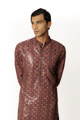 PURPLE PRINTED KURTA WITH PANTS