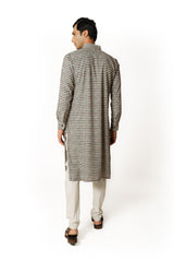 IVORY AND BLACK DIAMOND PRINTED KURTA SET