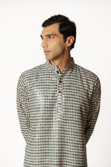IVORY AND BLACK DIAMOND PRINTED KURTA SET