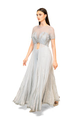 Grey net gowns online shopping