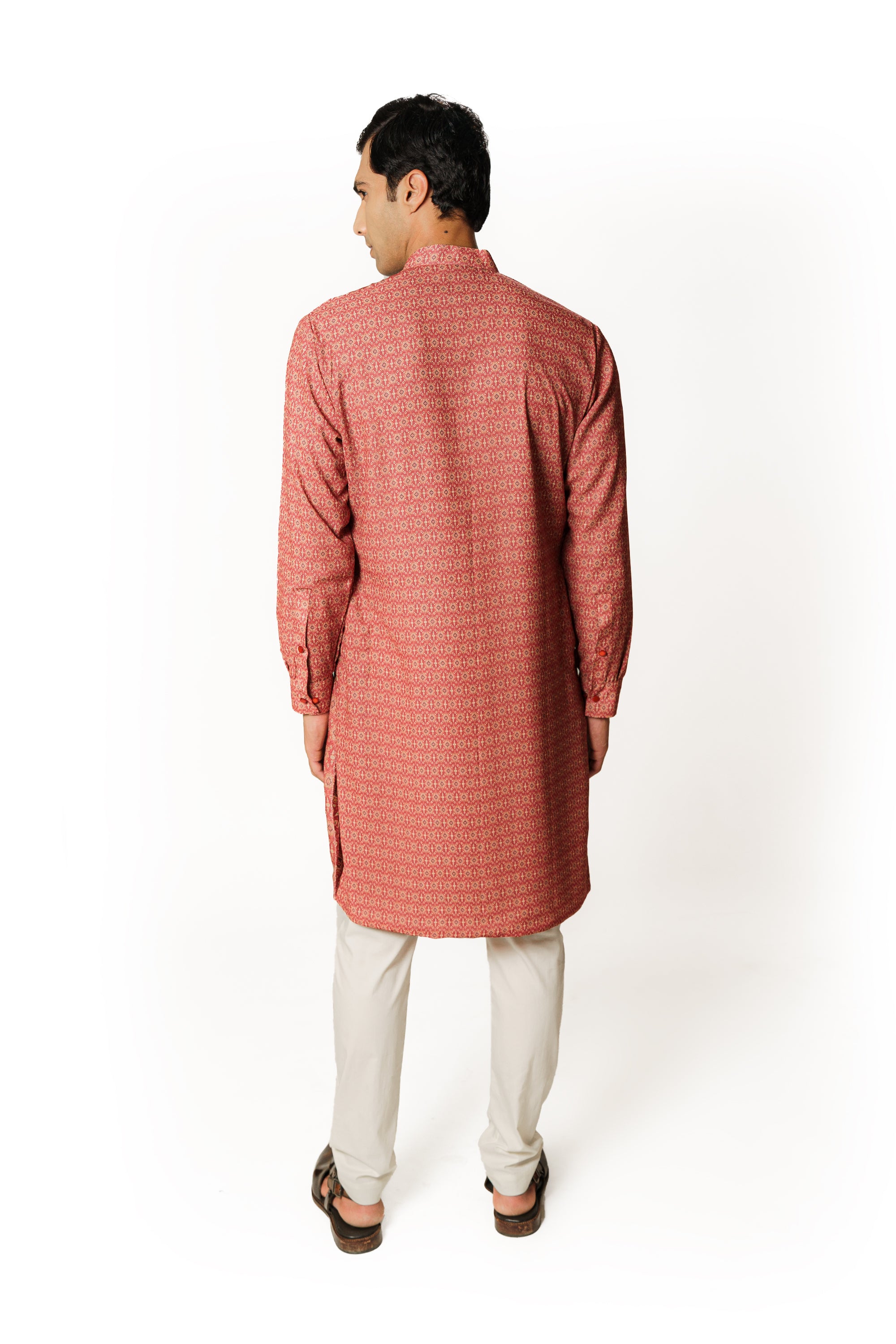 RED PRINTED KURTA SET